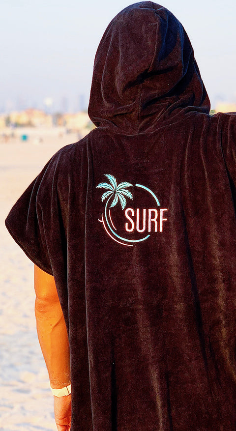 SurfVibes Premium Towel Poncho - Black